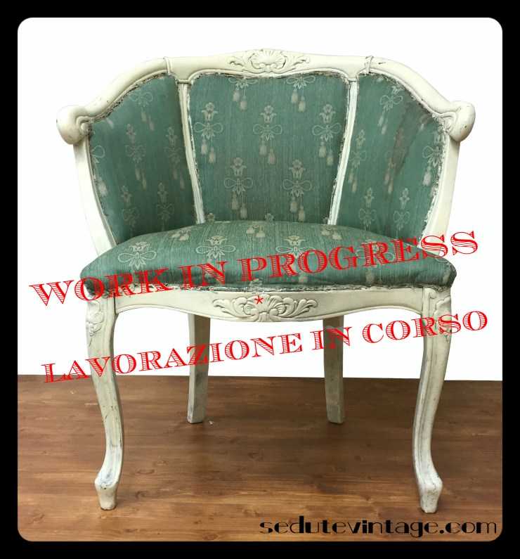 poltroncina stile Luigi XV laccata bianca_WIP