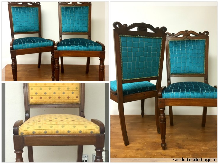 Coppia tasselli di velluto - Velvet side chairs, a pair